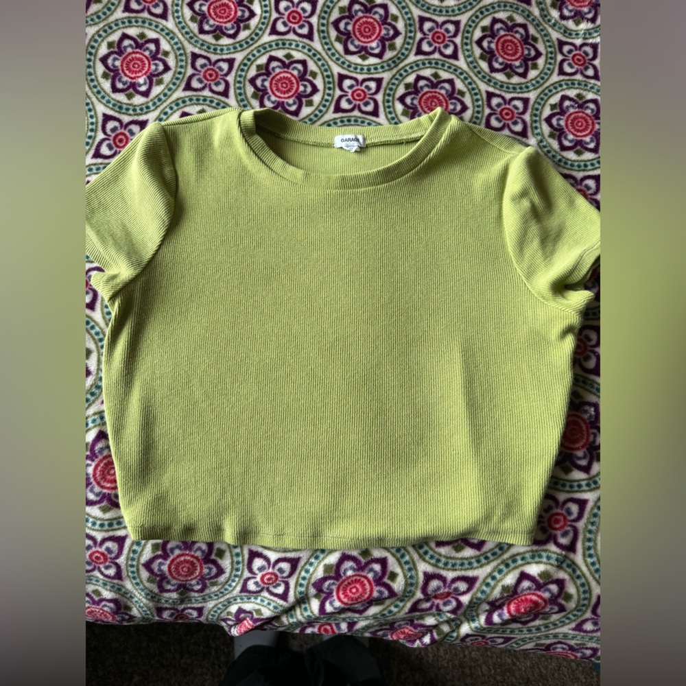 NWOT Olive Garage Cropped Tee